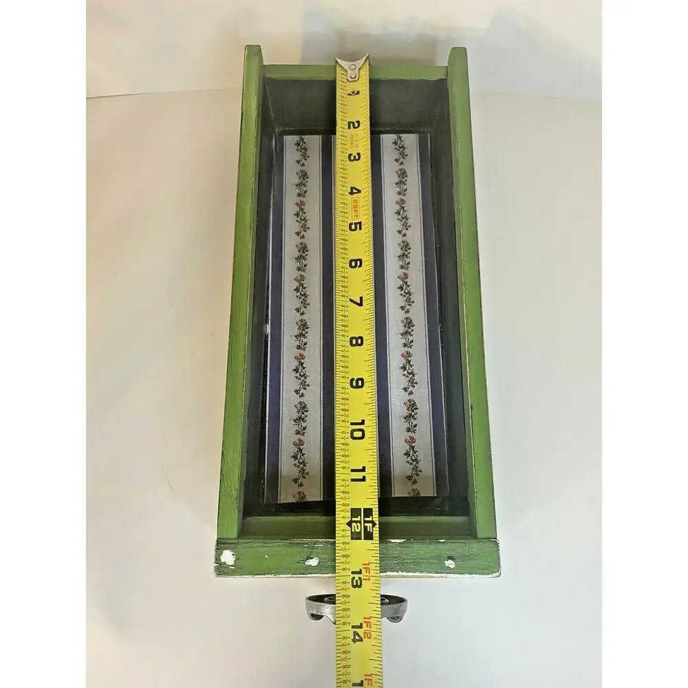 Farmhouse Wood Drawer Crate w/ Vintage Dairy Cow Spigot Handle, Green/Black